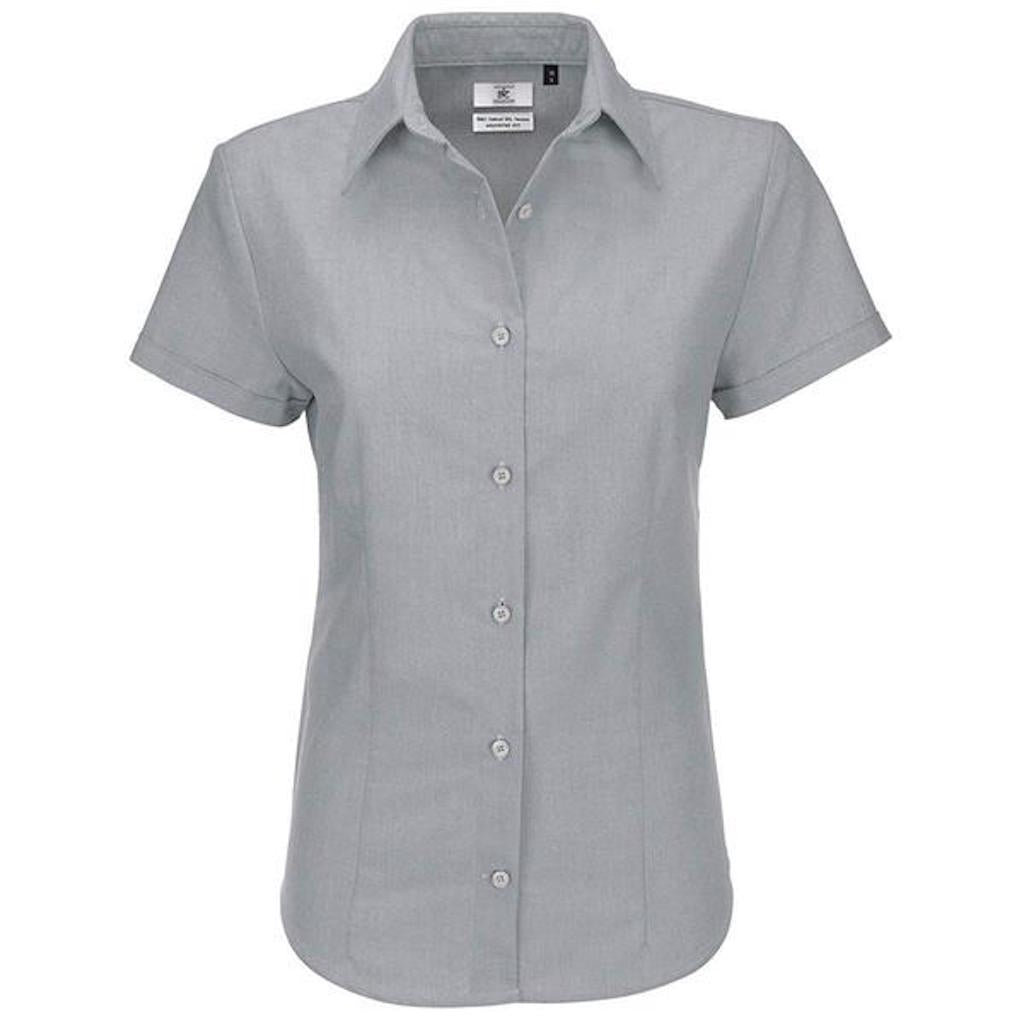Lucketts Women's Oxford Short Sleeve Shirt - Silver [SW004/S]