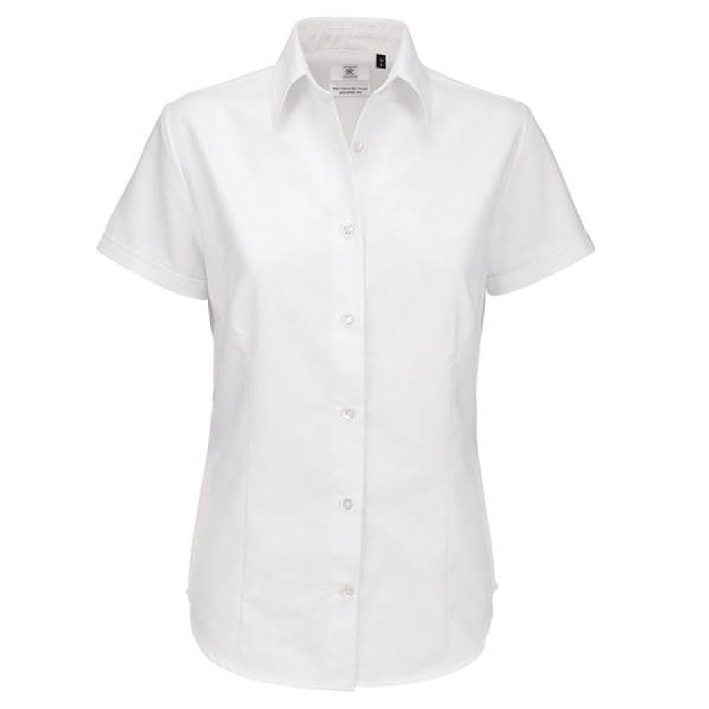 Lucketts Women's Oxford Short Sleeve Shirt - White [SW004/W]